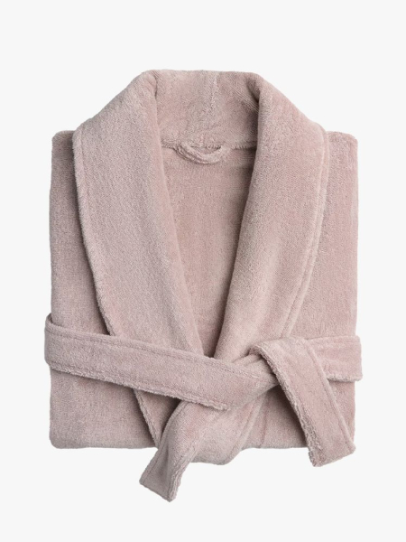 Parachute Classic Turkish Cotton Robe fold pale pink cotton bathrobe on light gray background