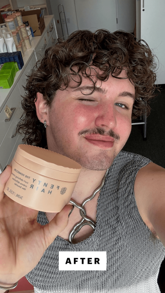 Horgan after applying the Fenty Hair The Homecurl CurlDefining Cream