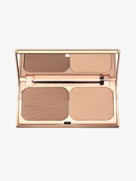 Charlotte Tilbury Filmstar Bronze  Glow Contour Duo in branded component on a light gray background