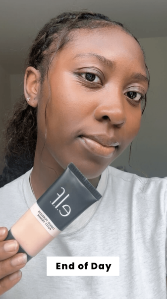 BlayTettey at the end of the day after applying the E.L.F. Cosmetics Liquid Poreless Putty Primer