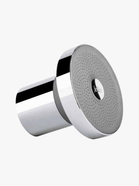 Jolie Filtered Showerhead in silver and gray on light gray background