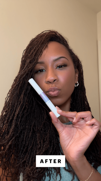 Taylor after using the Kiss Falscara False Eyelash Bond  Seal