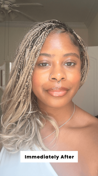 Curry immediately after applying the Danessa Myricks Blurring Balm Powder