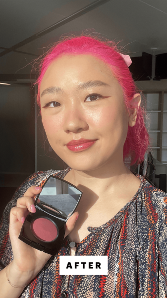 Han after applying the Chanel Joues Contraste Intense CreamtoPowder Blush