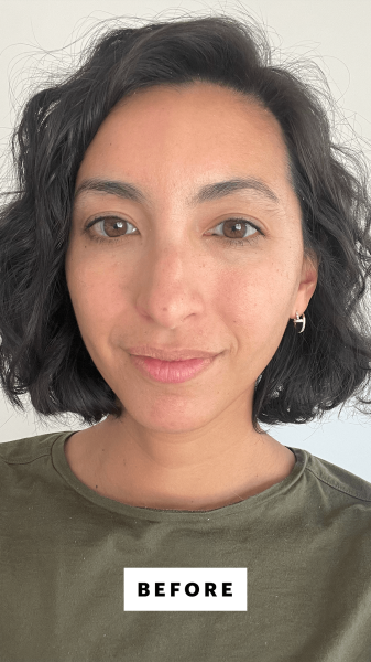 Pai before applying the Westman Atelier Baby Cheeks Cream Blush