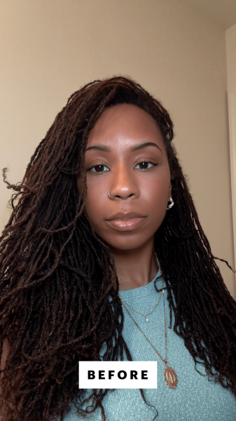 Taylor before using the Kiss Falscara False Eyelash Bond  Seal